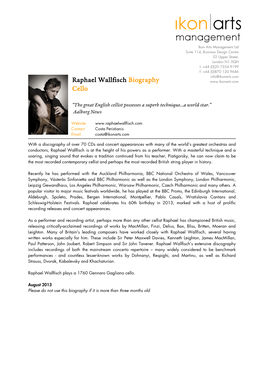 Raphael Wallfisch Raphael Wallfisch Biography Biography Cello
