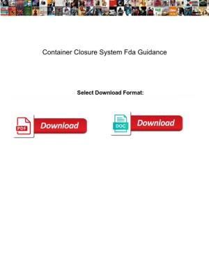 Container Closure System Fda Guidance