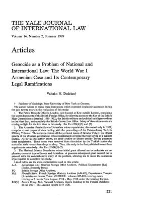 Genocide As a Problem of National and International Law: the World War I Armenian Case and Its Contemporary Legal Ramifications