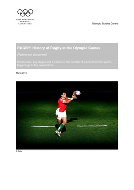 RUGBY: History of Rugby at the Olympic Games Reference Document