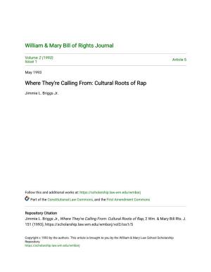 Cultural Roots of Rap