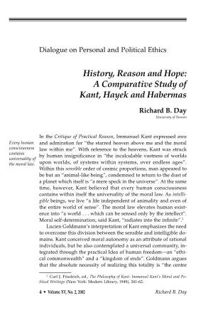 History, Reason and Hope: a Comparative Study of Kant, Hayek and Habermas