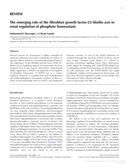 REVIEW the Emerging Role of the Fibroblast Growth Factor-23–Klotho