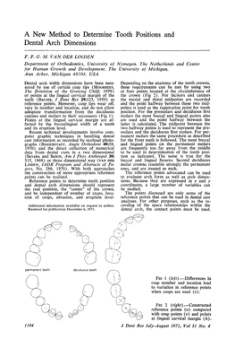 A New Method to Determine Tooth Positions and Dental Arch Dimensions