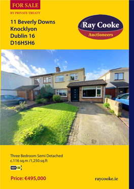 11 Beverly Downs Knocklyon Dublin 16 D16H5H6 for SALE