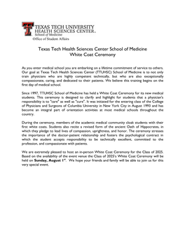 Texas Tech Health Sciences Center School of Medicine White Coat Ceremony