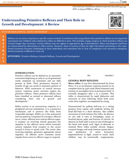 Understanding Primitive Reflexes and Their Role in Growth and Development: a Review