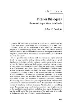 Interior Dialogues: the Co-Voicing of Ritual in Solitude 319 And, Ultimately, Appropriated and Personalized