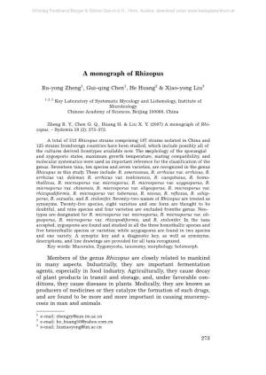 A Monograph of Rhizopus