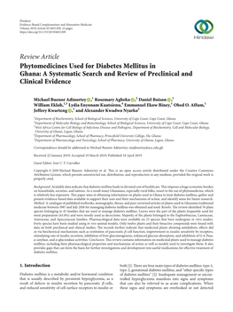 Phytomedicines Used for Diabetes Mellitus in Ghana: a Systematic Search and Review of Preclinical and Clinical Evidence