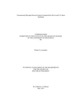 Transnational Marriages Between Eastern European-Born Wives and U.S.-Born Husbands