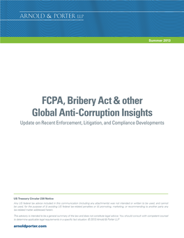 FCPA, Bribery Act & Other Global Anti-Corruption Insights