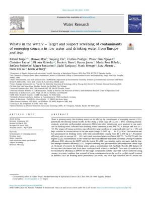 Target and Suspect Screening of Contaminants of Emerging Concern in Raw Water and Drinking Water from Europe and Asia