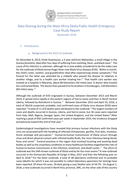 Data Sharing During the West Africa Ebola Public Health Emergency: Case Study Report November 2018
