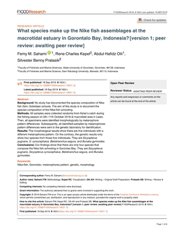 What Species Make up the Nike Fish Assemblages at the Macrotidal Estuary in Gorontalo Bay, Indonesia? [Version 1; Peer Review: Awaiting Peer Review] Femy M