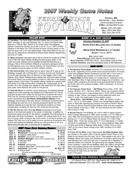 2007 WSU Football Release:2005 Ashland