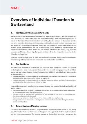 Overview of Individual Taxation in Switzerland