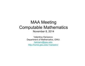 Computable Mathematics November 8, 2014