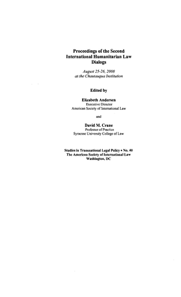 Proceedings of the Second International Humanitarian Law Dialogs