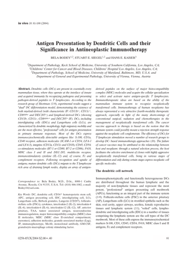 Antigen Presentation by Dendritic Cells and Their Significance in Antineoplastic Immunotherapy