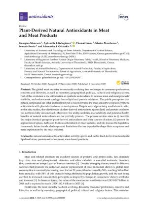 Plant-Derived Natural Antioxidants in Meat and Meat Products
