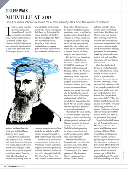 MELVILLE at 200 How Columbia Scholars Rescued the Author of Moby-Dick from the Waters of Oblivion