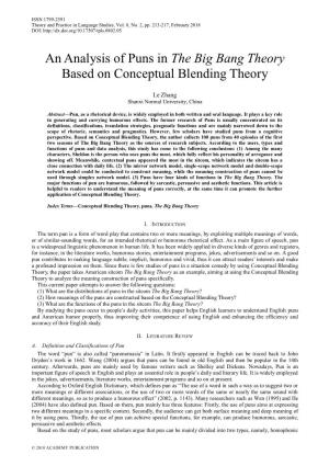 An Analysis of Puns in the Big Bang Theory Based on Conceptual Blending Theory