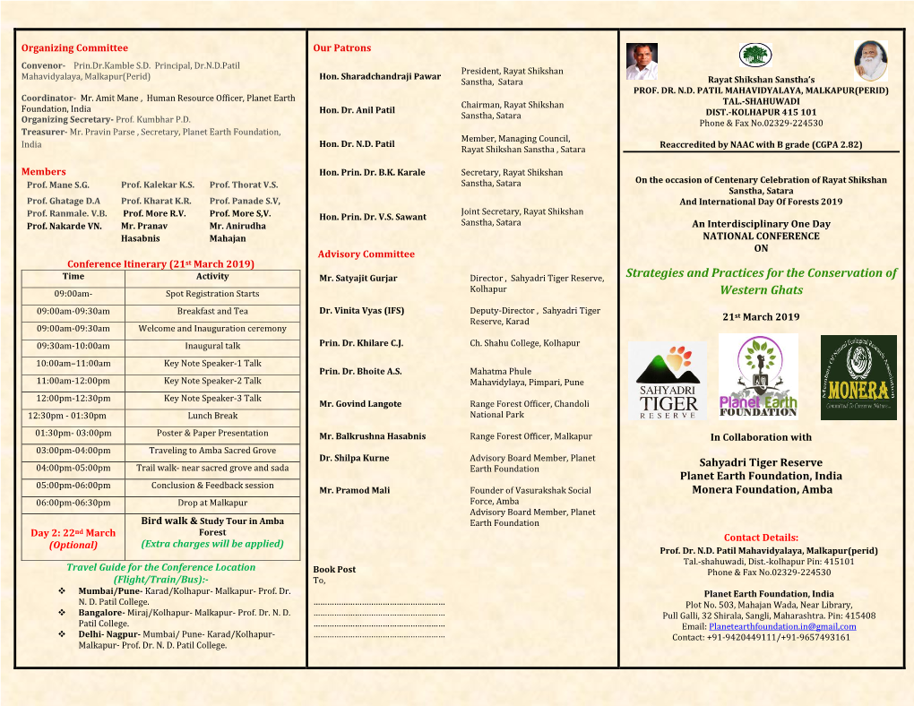 Strategies and Practices for the Conservation of Western Ghats” 3