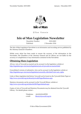 Isle of Man Legislation Newsletter 2015