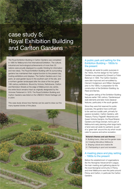 Case Study 5: Royal Exhibition Building and Carlton Gardens