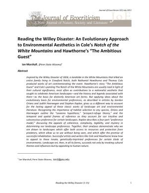 Reading the Willey Disaster: an Evolutionary Approach to Environmental Aesthetics in Cole’S Notch of the White Mountains and Hawthorne’S “The Ambitious Guest”