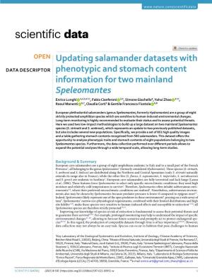 Updating Salamander Datasets with Phenotypic and Stomach Content