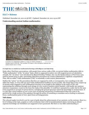 Understanding Ancient Indian Mathematics - the Hindu 2/9/14 3:18 PM