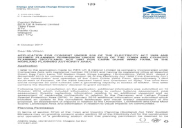 Application for Consent (S36 Electricity Act 1989) and Deemed Planning Permission (S57 Town and Country Planning (Scotland)