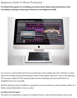 Beginners Guide to Music Production