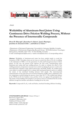 Weldability of Aluminum-Steel Joints Using Continuous Drive Friction Welding Process, Without the Presence of Intermetallic Compounds
