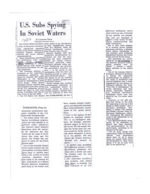 U.S. Subs Spying in Soviet Waters