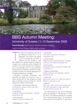 BBS Autumn Meeting: Excursion