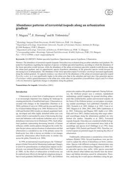 Abundance Patterns of Terrestrial Isopods Along an Urbanization Gradient