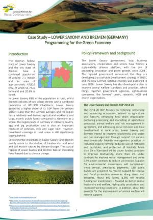Case Study – LOWER SAXONY and BREMEN (GERMANY) Programming for the Green Economy