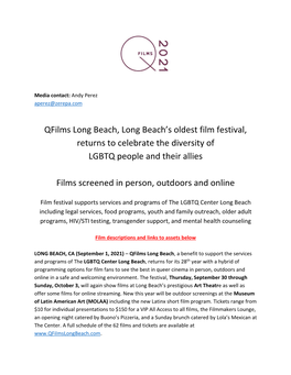 Qfilms Long Beach, Long Beach's Oldest Film Festival, Returns To