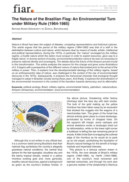 The Nature of the Brazilian Flag: an Environmental Turn Under Military Rule (1964-1985) Antoine Acker (University of Zurich, Switzerland)