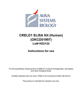 CRELD1 ELISA Kit (Human) (OKCD01997) Lot# KD2122