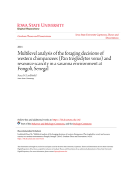 (Pan Troglodytes Verus) and Resource Scarcity in a Savanna Environment at Fongoli, Senegal Stacy M