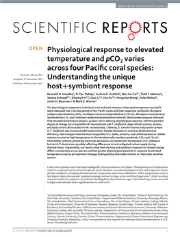Physiological Response to Elevated Temperature and Pco2 Varies