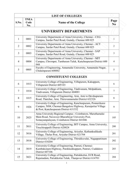 University Departments