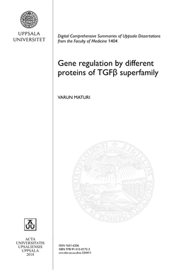 Gene Regulation by Different Proteins of Tgfβ Superfamily