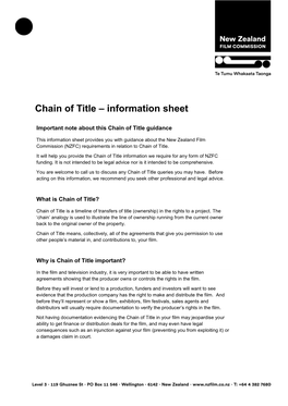 Chain of Title – Information Sheet