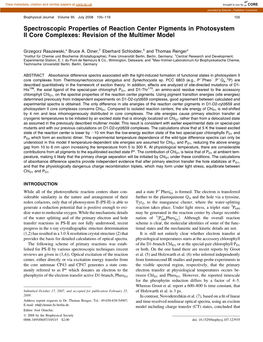 Spectroscopic Properties of Reaction Center Pigments in Photosystem II Core Complexes: Revision of the Multimer Model