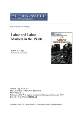 Labor and Labor Markets in the 1930S